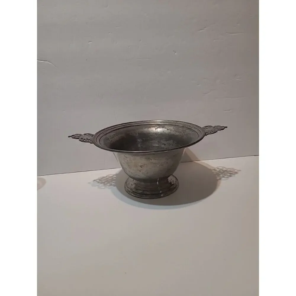 1930s Vintage Revere Pewter By Benedict‎ 433 Porringer Handles 8” Footed Bowl